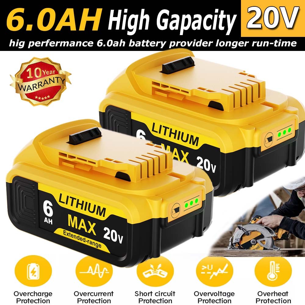 1-4PACK 20V For DeWalt 20Volt Max XR 6.0AH Li-Ion Battery DCB200-2 DCB208 DCB200