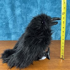 Folkmanis Large Raven Black Crow Hand Puppet Plush 16" Retired Purple Eyes R 1