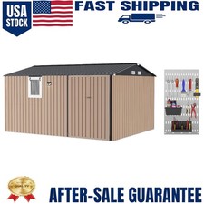 12x10FT Outdoor Storage Shed Metal Garden Shed Tool Shed with Lockable Doors
