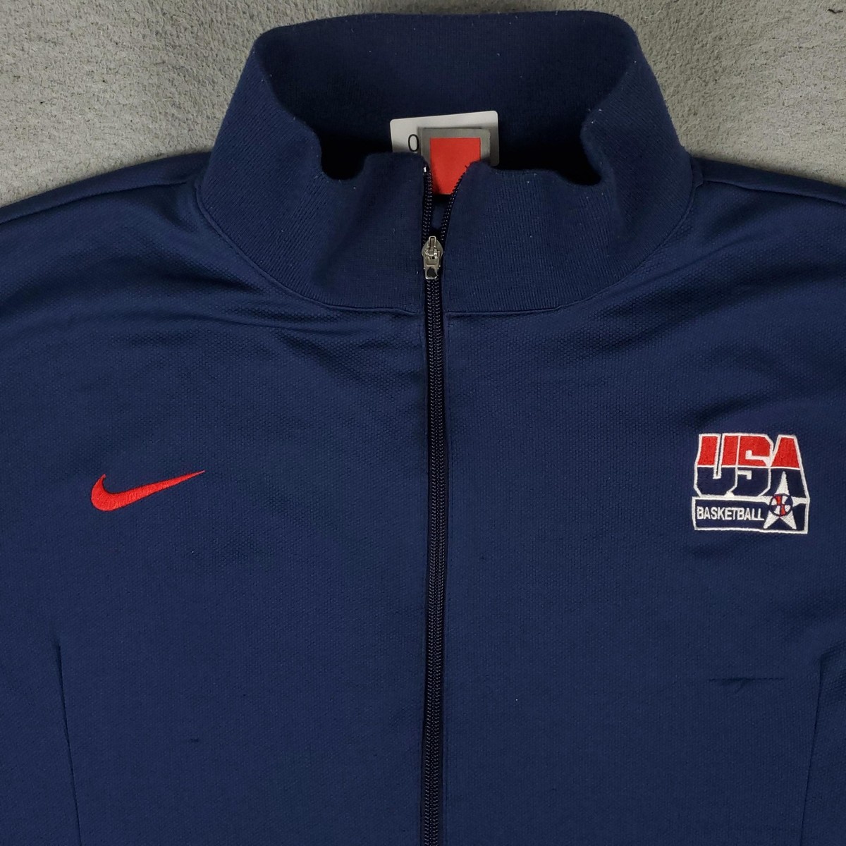 アメリカ購入品　USAサイズ　XXL バスケットジャージ Nike USA Basketball Jacket Mens 2XL Navy Blue Full Zip Team Track