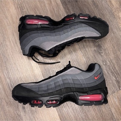 Nike Air Max 95 Black Gray Red Men's Cushioned Mesh Low Top Sneakers