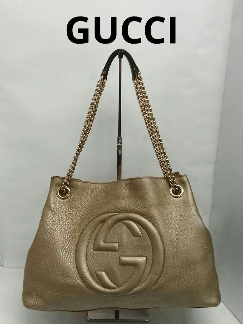 Gucci Soho Chain Shoulder Bag Gold Hardware Leather Women's New