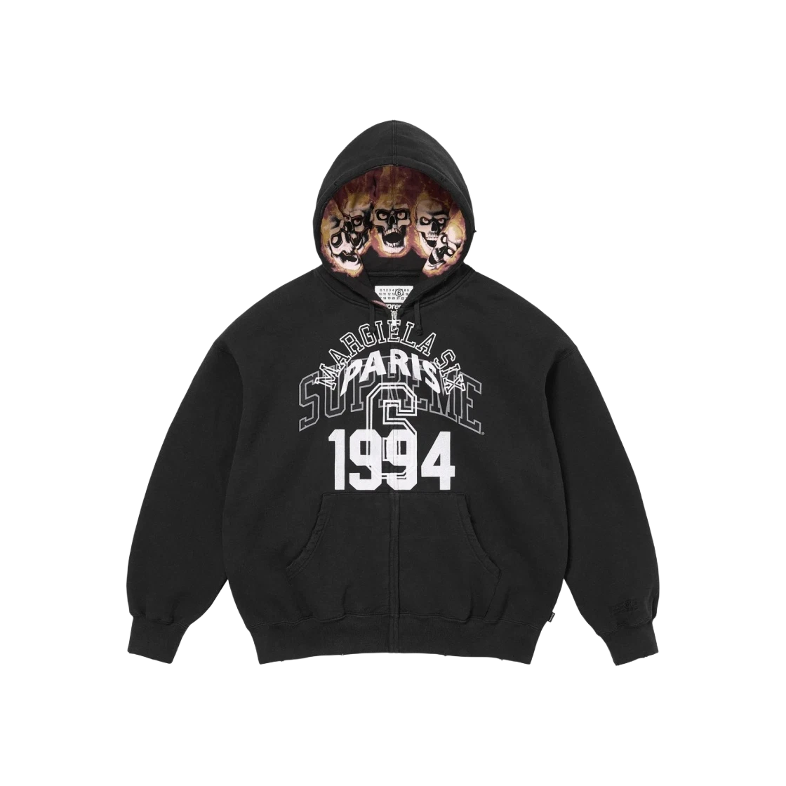 Sweat à capuche zippé Supreme x MM6 Maison Margiela noir   24SS
