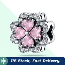 KUNSIR 925 Sterling Silver Four Leaf Clover Charm For Women Bracelet Lucky Bead