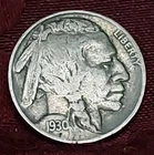 1930-P Indian Head Buffalo Nickel Circulated 5c Coin, Free Shipping