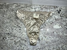 Vintage Victoria's Secret Gold Thong Underwear Panties LARGE NWT