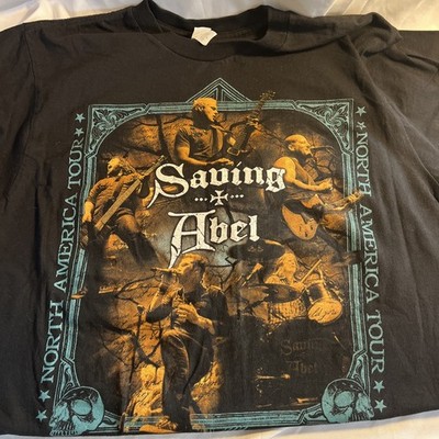 Saving Abel North America Tour Rock Band T-Shirt Size Medium Black Two Sided