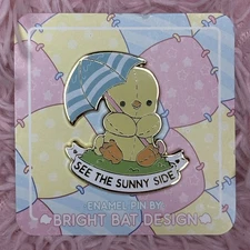 Bright Bat Design Self Care Plushie Pals Kawaii Collectible Large Enamel Pin 