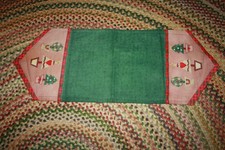 Christmas Table Runner Red Green White Plaid Applique Trees Hearts 36 x 13.5