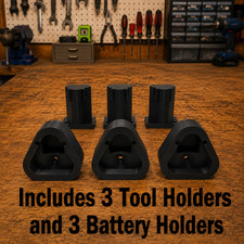 Fits Milwaukee M12 Tool and Battery Wall Mount Holder Black 3 of Each Organizer