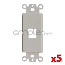5 Pack Keystone Wall Plate Insert 1 Port Jack Outlet For Fits Decora Wallplate
