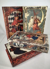 Vtg 13"-10"  Witch's Handbook faux book storage box Halloween Prop Decor Set/ 4
