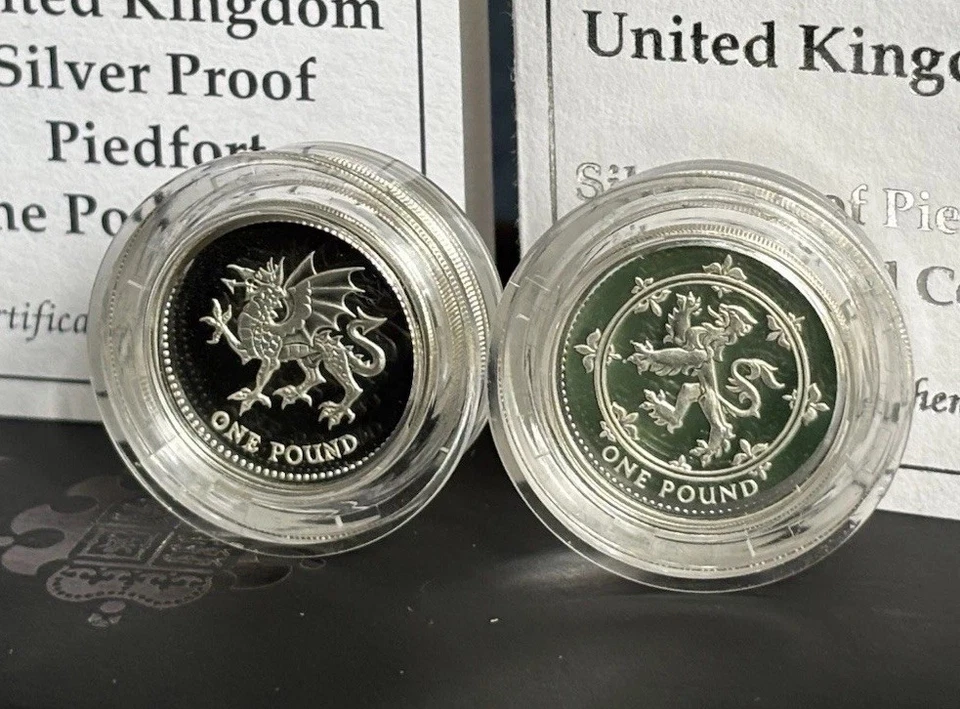 Silver Proof Set Piedforts Flawless Lion & Welsh Dragon 94/95 Rare Low Mint COAs - Image 2 of 4