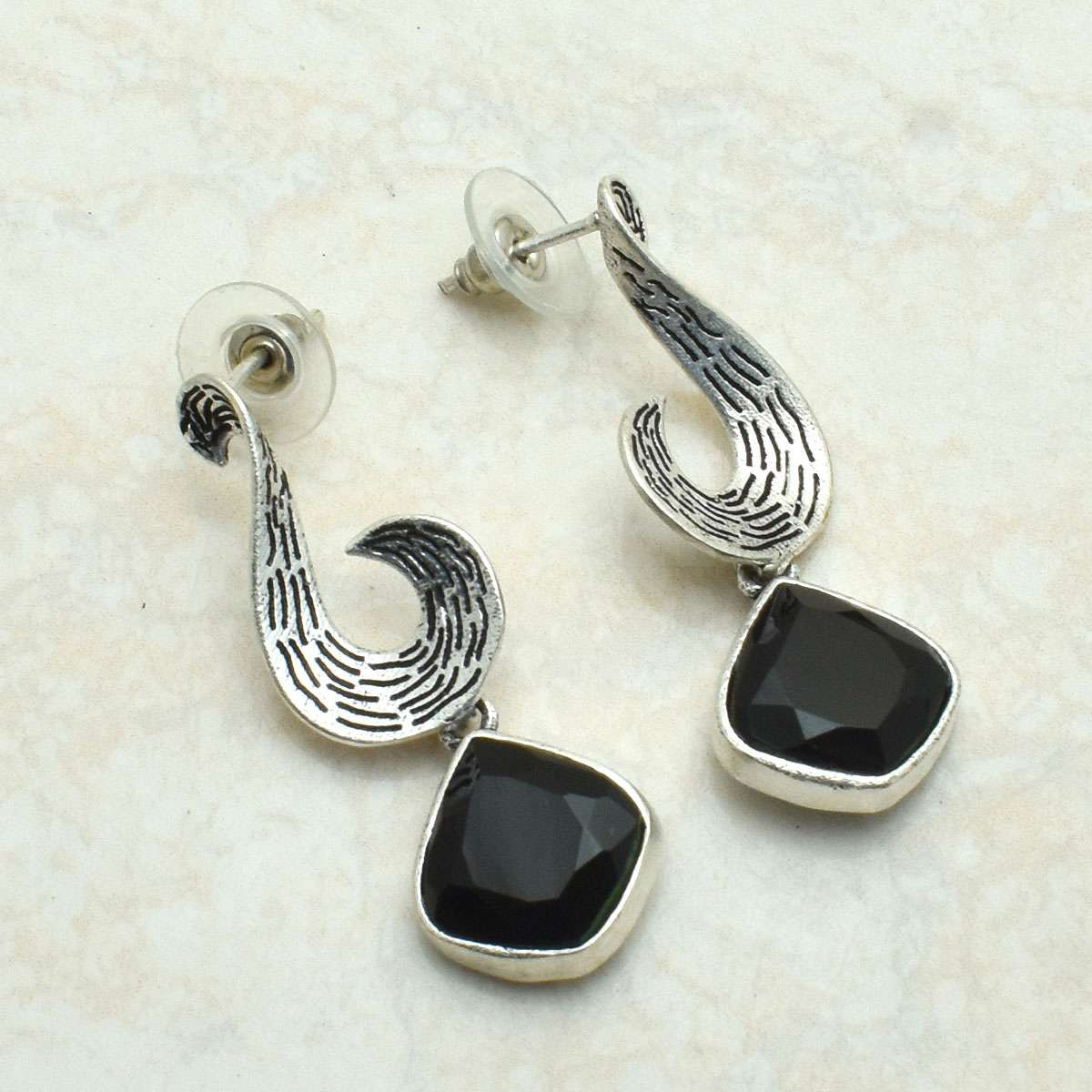 Black Onyx Gemstone Handmade Stud Earrings Jewelry Gift For Her1.76