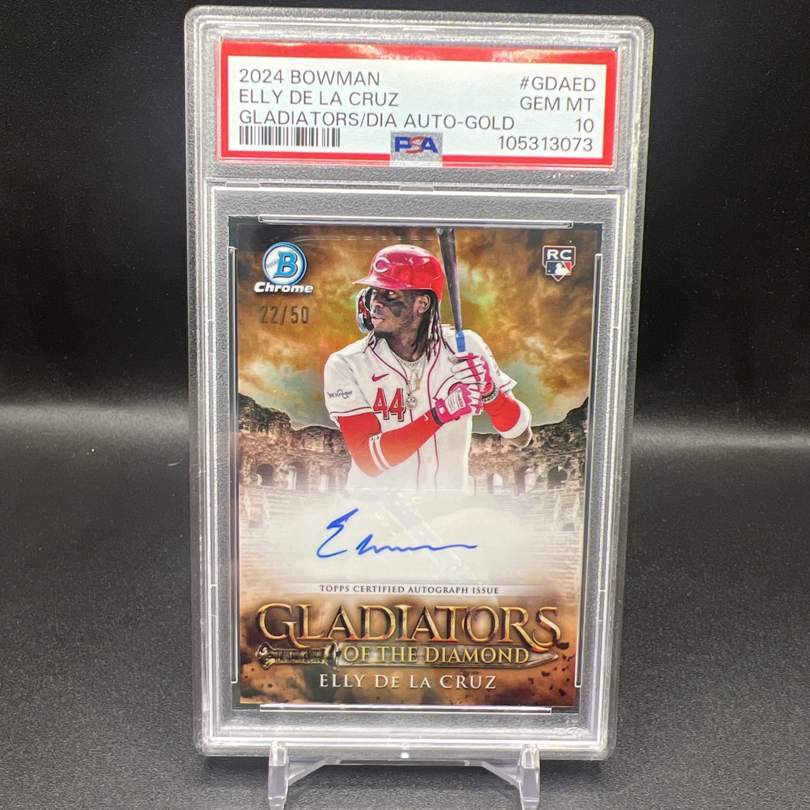 2024 Bowman Elly De La Cruz Auto Gladiators Of The Diamond Gold RC #/50 PSA 10