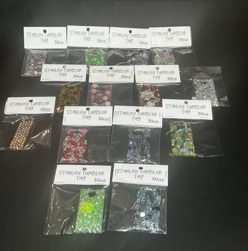 Lot Of 14 Handmade Resin 30oz Tumbler Tags. New!