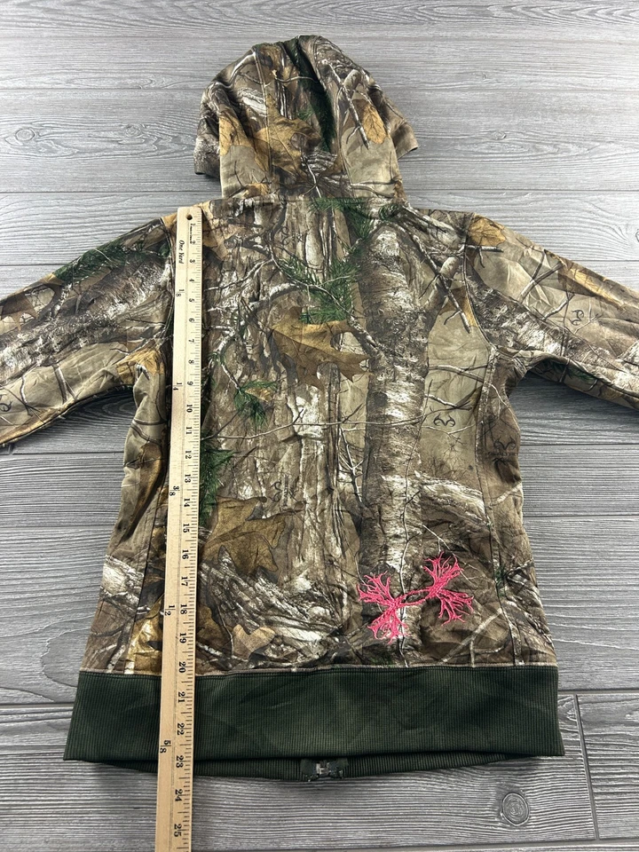 Under Armour Women’s Camo Full Zip Hoodie Jacket Medium Realtree Pink Logo Small - Image 4 of 4