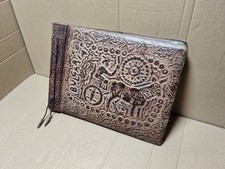 VINTAGE ANTIQUE BIG LEATHER PHOTO ALBUM EMBOSSED LEATHER ALBUM LEATHER ALBUMS