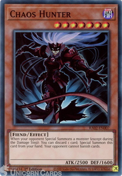 RA02-EN007 Chaos Hunter : Super Rare 1st Edition YuGiOh Card