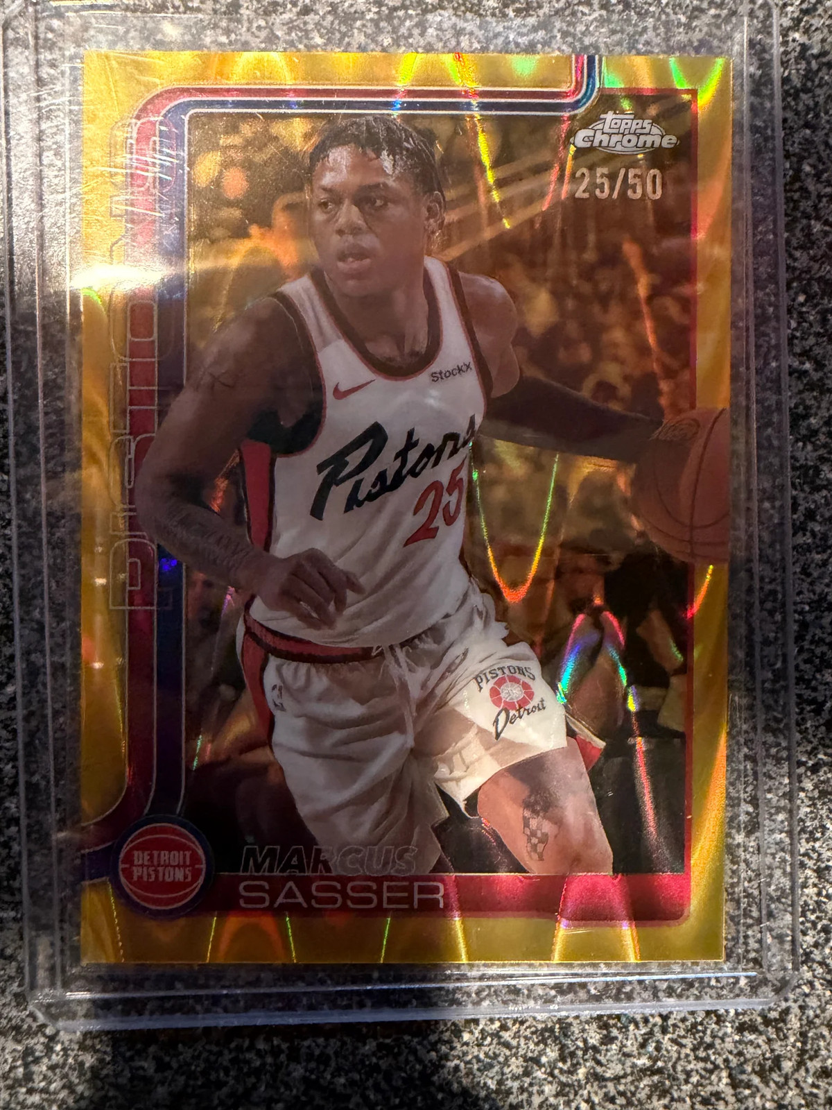 2025 Topps Chrome Marcus Sasser #35 Gold RayWave /50
