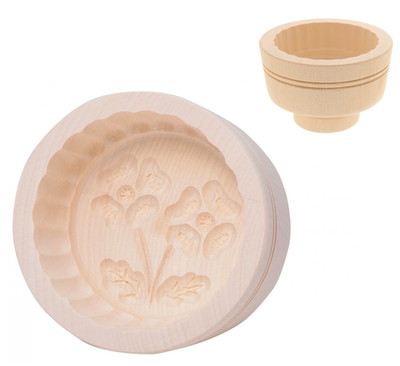 Holz-Butterform Buttermodel rund Ahorn für 250g Butter Model Form Model Klee