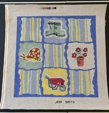 JEAN SMITH Needlepoint Hand Painted Canvas - Garden Sampler, 20 x 20"