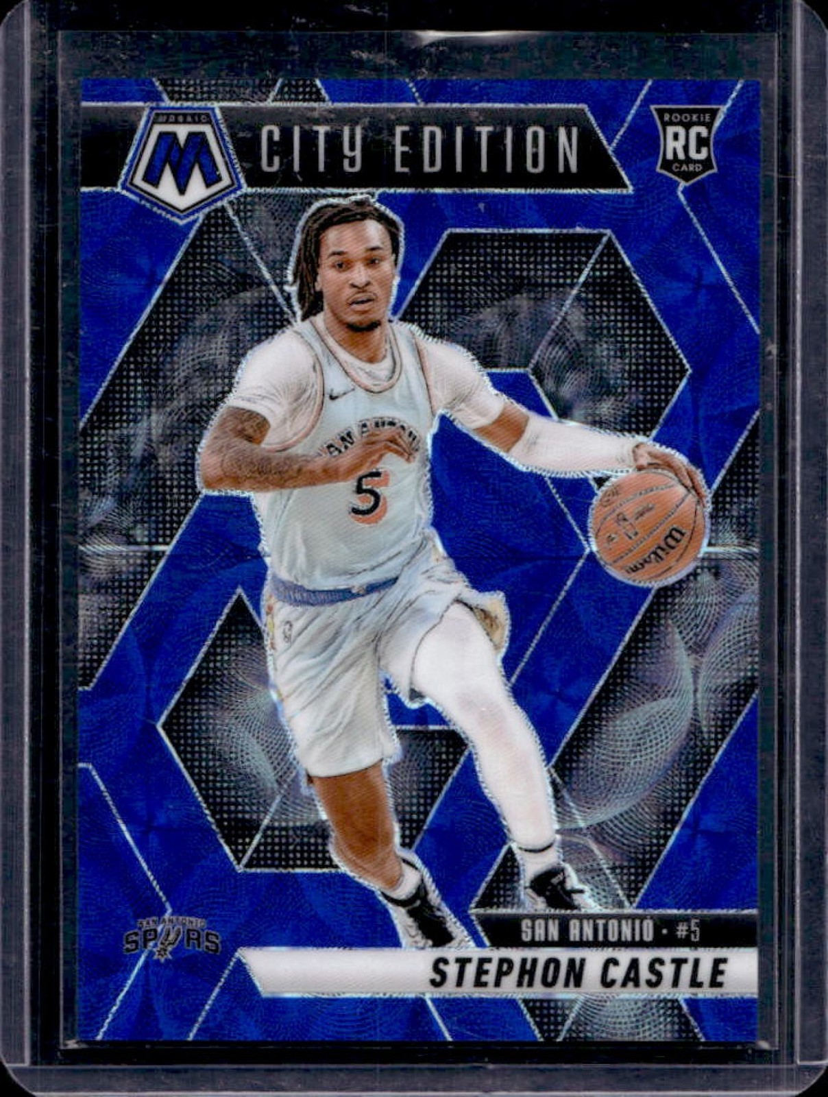2024-25 Mosaic Stephon Castle RC International Blue City Edition #33/35 Spurs