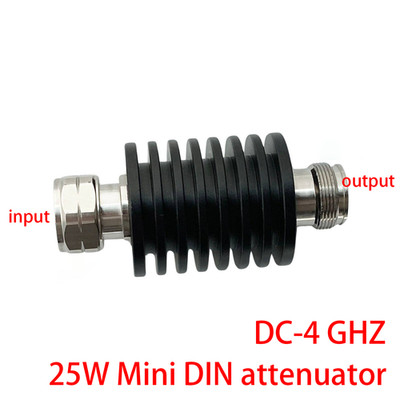 DIN Type Coaxial Attenuator 25W 50dB Max DC-4Ghz RF Communication Component