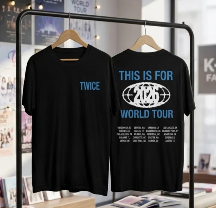 TWICE 2026 World Tour T-Shirt K-pop Fan Merch Black Cotton Tee