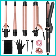 Fast Heat 5 in 1 Curling Iron & Hair Straightener - Dual Voltage Convenience