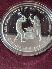 1988 Canadian Les Forge Du St. Maurice Ironworks $1 80% Silver With Elizabeth II