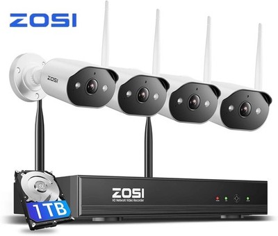ZOSI 3MP WLAN WiFi6 Überwachungskamera Set 8CH 1TB NVR Außen Farbnachtsicht IP66