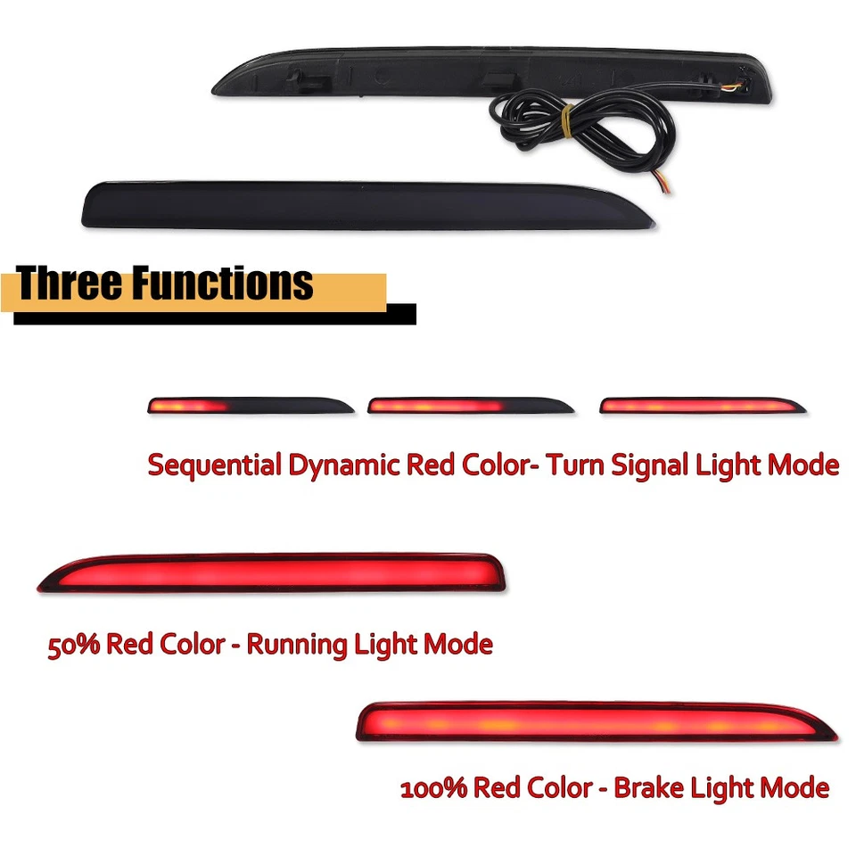 For 2016 2017 2018 2019 Ford Explorer Black Red LED Tail Lights+ LED Brake Lamps - Image 2 of 4