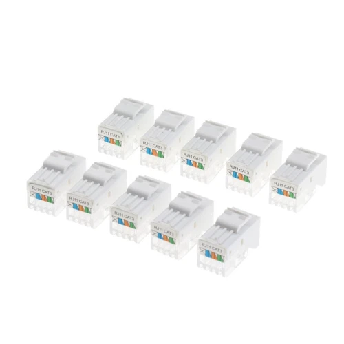 10 Stücke CAT3 Keystone Jack RJ11 8P4C Telefon RJ12 Modular Weiß CAT 3
