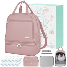Breast Pump Bag with Insulated Cooler, Double-Layer Pumping Bag for Work  Tr...