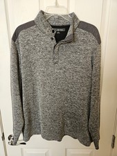 Greg Norman Men's Heather Gray Golf Pullover Sweatshirt Sweater 1/4 Button Up XL