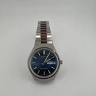 Vintage 1970's Blue Falcon Eye Timex Q Quartz Wristwatch with Prism Crystal
