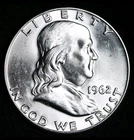 1962 D Franklin Half Dollar Coin BU (Denver Mint) 90% Silver GEM