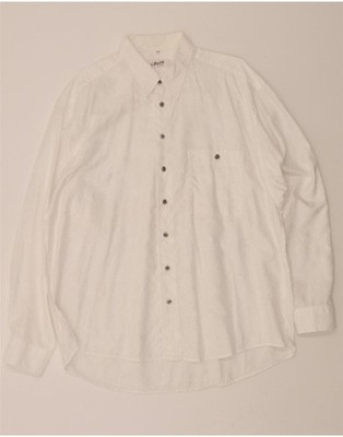 L. TORELLI Mens Abstract Pattern Shirt Size 43 Large White Cotton CH03