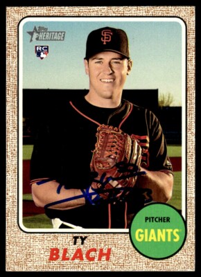 2017 Topps Heritage Baseball Ty Blach RC Auto San Francisco Giants #659 Signed