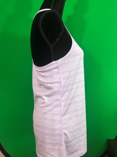 DANSKIN MELANGE PURPLE STRIPE RACER BACK TANK TOP SIZE M - Picture 4 of 5