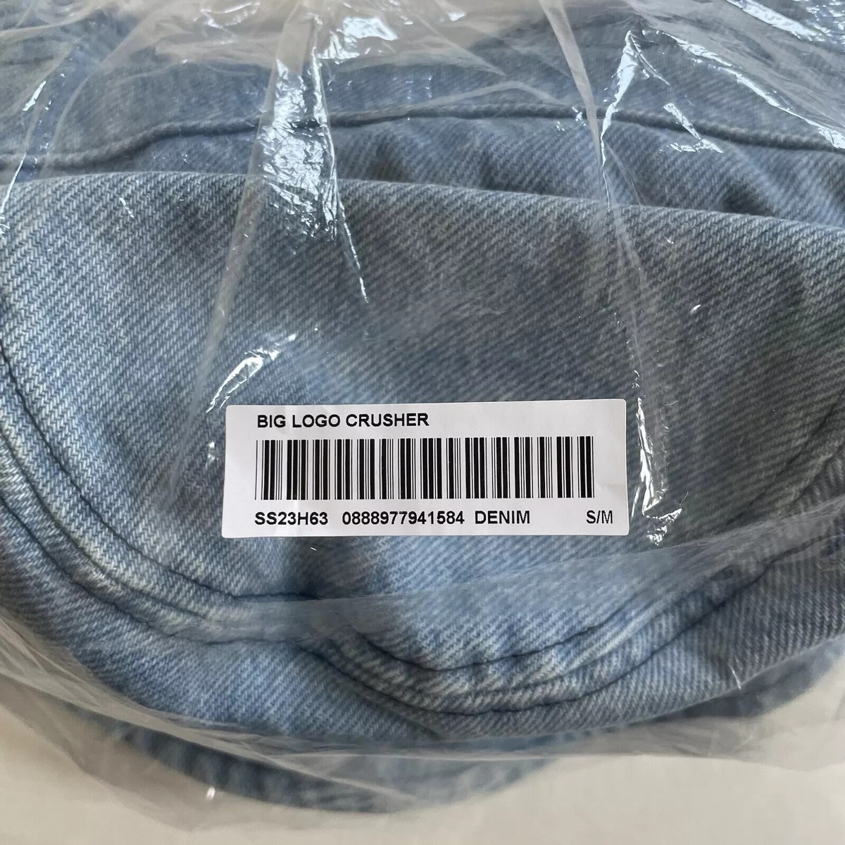 SUPREME SS23 FAT TIP JACQUARD DENIM BIG LOGO CRUSHER BUCKET