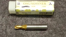 OSG 1/4 Diam, 1/2, 3/8 Shank Diam, 2-5/16 OAL, 2-FL Cobalt SQ End Mill TiN BN145