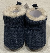 GAP Unisex Babys Sherpa-Lined Booties Heather Blue Size 1 0-3M NWT MSRP 29.95