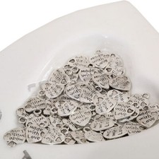 50pcs Charm Pendant Beads 9x10mm Silver Colored Metal Love Heart form New