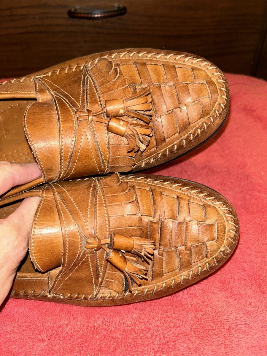 Giorgio Brutini Bartell Loafers Men\'s 10W Brown Woven Leather Tassel Slip On GIORGIO BRUTINI Bartell Brown Leather Tassel Woven Loafers  main image 2