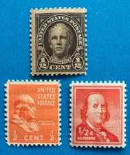 US Stamps Scott 1/2c Issues Scott 551 803 & 1030 Very fresh Mint and NH