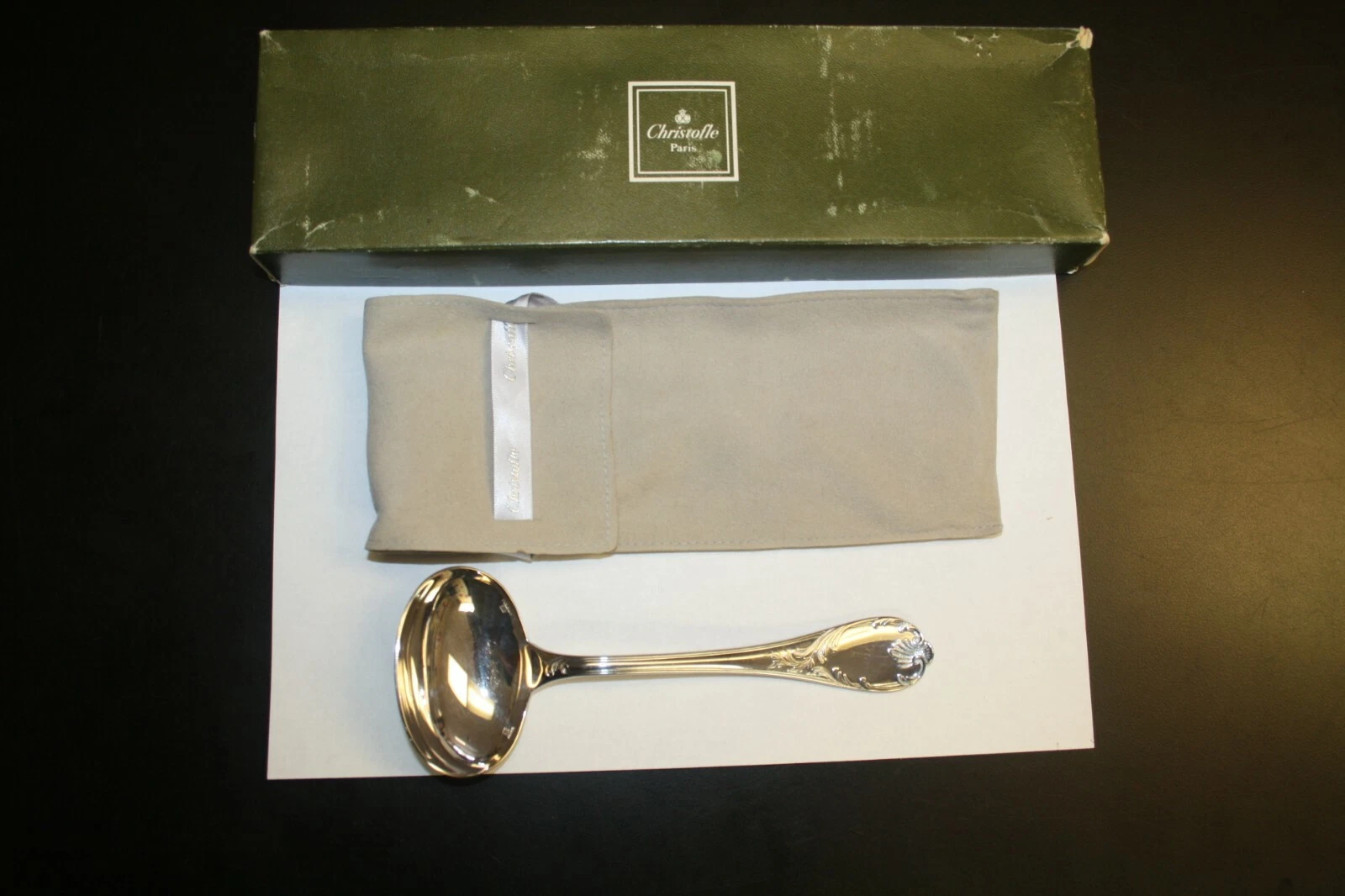 Christofle Marly Pattern Gravy Ladle Silver Plate 7 Inch France