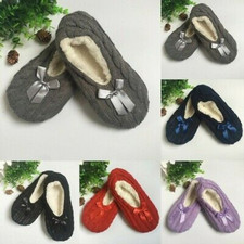 Ladies Womens Ballerina Ballet Pumps Knitted Winter Slippers Socks Soft Comfy