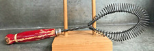 Vintage Primitive Kitchen Utensil Spring Wire Wisk Mixer Wood  Red Handle Exc